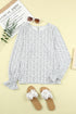 Black Floral Printed Crinkled Ruffled Bubble Sleeve Blouse